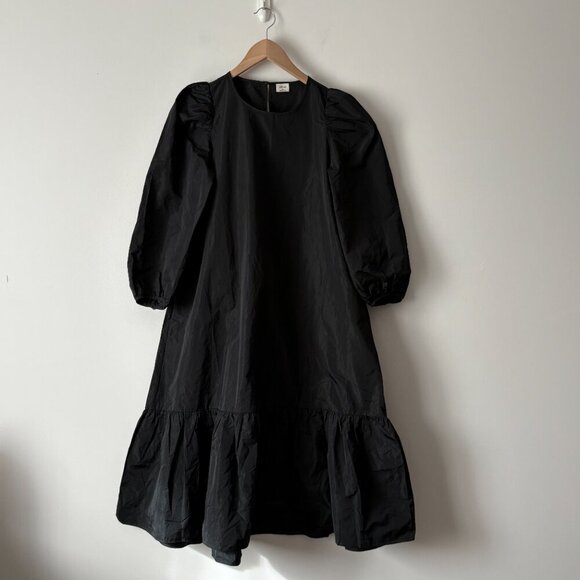 Aritzia Wilfred Sedona Taffeta Ruffle Midi Dress Black Size XS - Picture 3 of 7